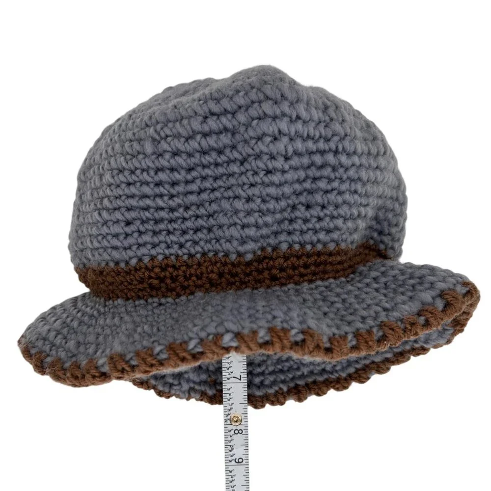 Vintage Inspired Cloche Crochet Knit Faux Fur Flower Beanie Bucket Hat